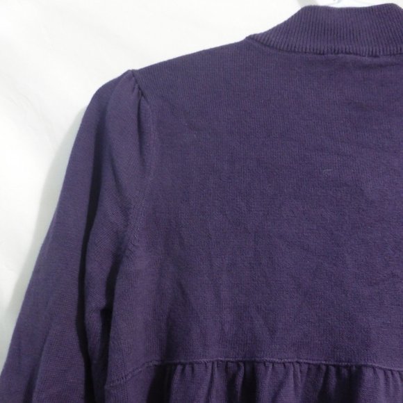 GAP, size small, purple large button front cardigan with pleated bottom, GUC - Picture 10 of 14